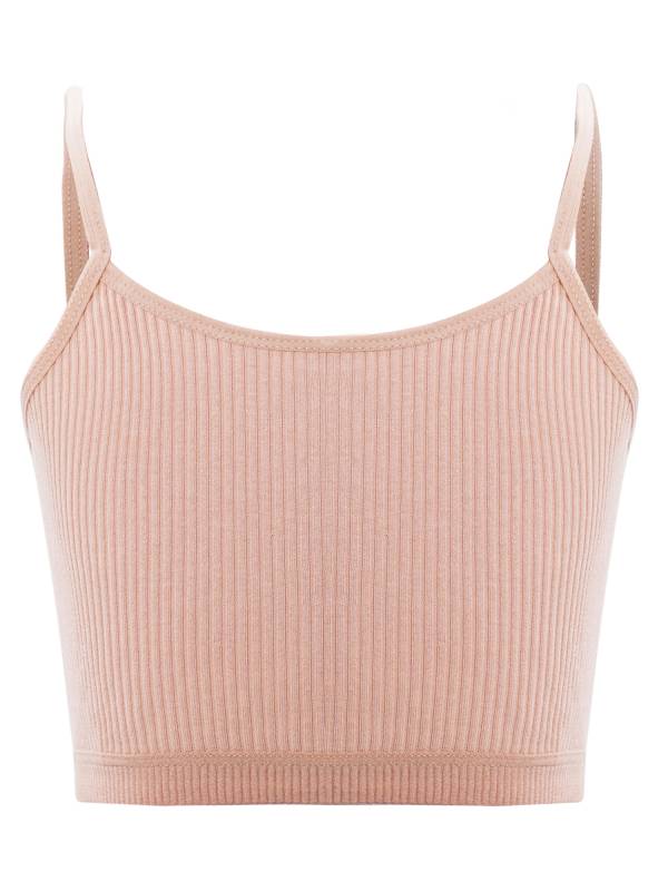 Kids Girls Ribbed Spaghetti Straps Crop Top Solid Sport Camisole thumb