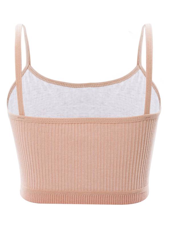 Kids Girls Ribbed Spaghetti Straps Crop Top Solid Sport Camisole thumb