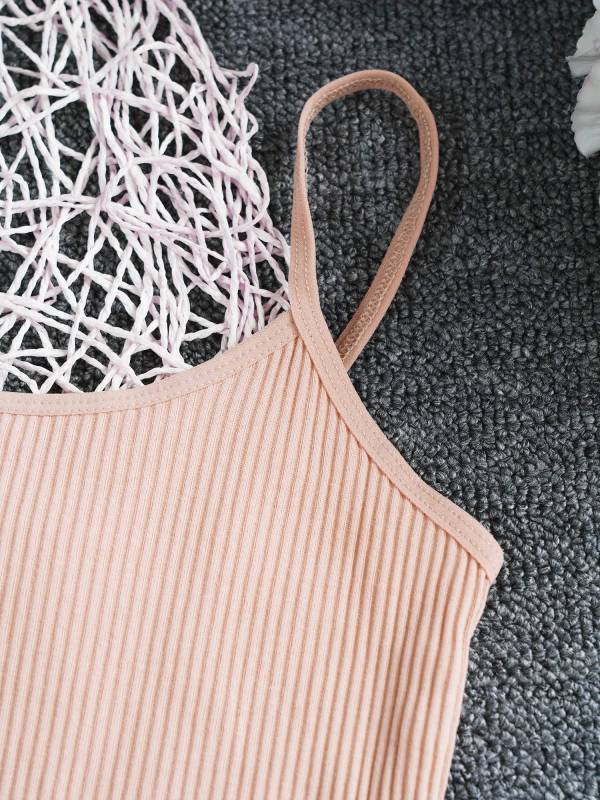 Kids Girls Ribbed Spaghetti Straps Crop Top Solid Sport Camisole thumb