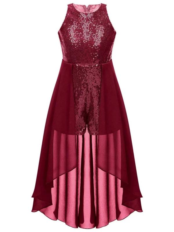 Kids Girls Sleeveless Sparkly Sequin Jumpsuit Dress thumb