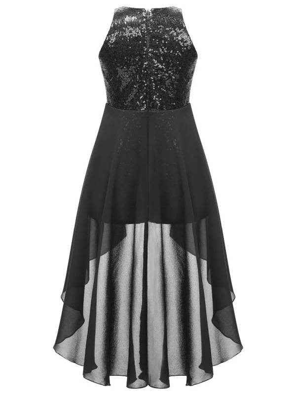 Kids Girls Sleeveless Sparkly Sequin Jumpsuit Dress thumb
