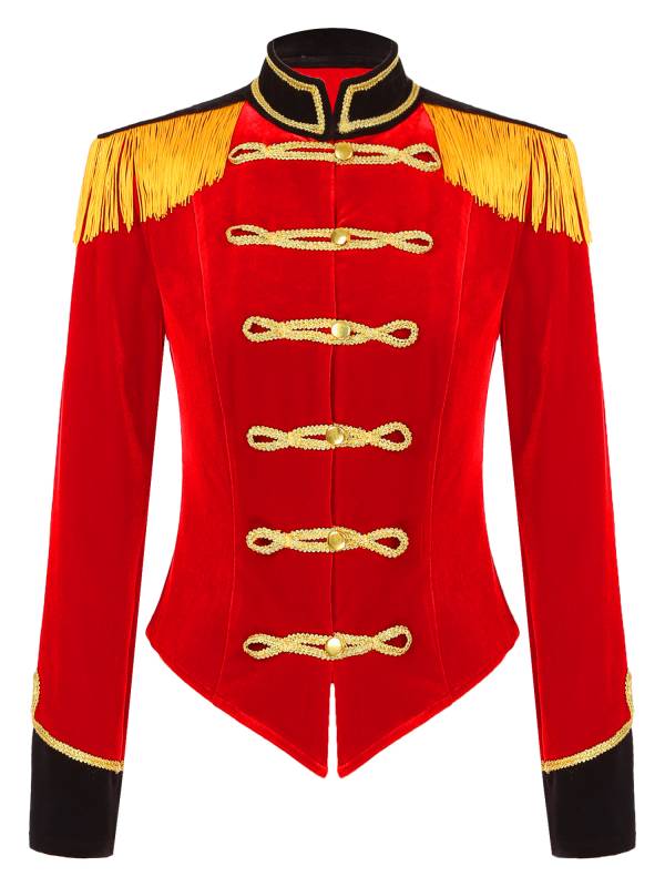 Women Circus Ringmaster Costume Long Sleeve Velvet Jacket Coat thumb