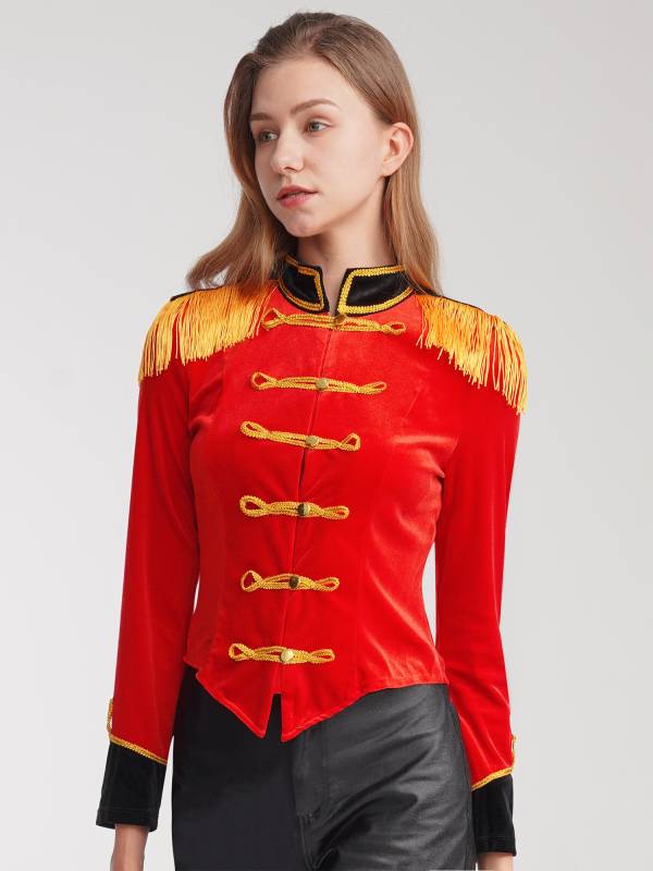 Women Circus Ringmaster Costume Long Sleeve Velvet Jacket Coat thumb