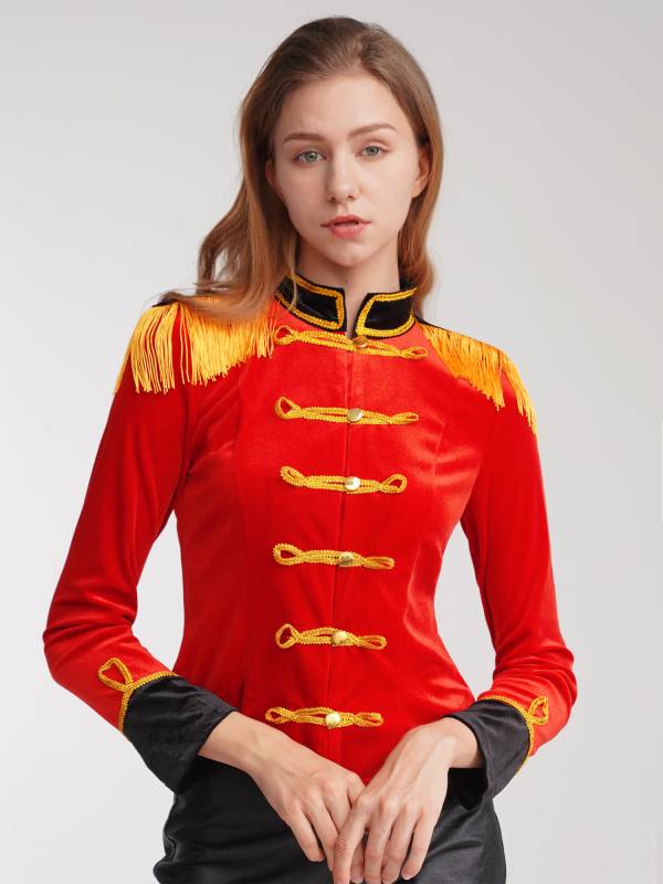 Women Circus Ringmaster Costume Long Sleeve Velvet Jacket Coat thumb