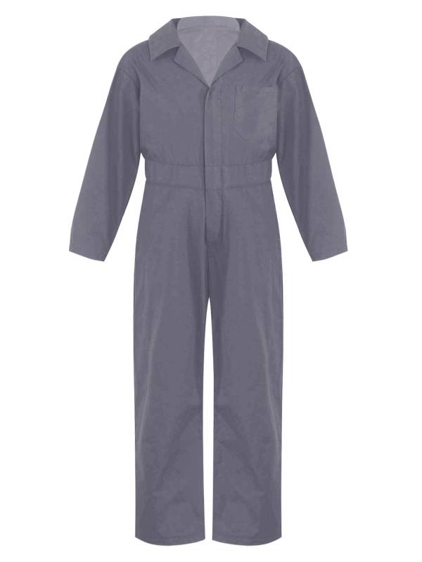 Kids Boys Long Sleeve Zipper Solid Color Coverall Casual Jumpsuit thumb