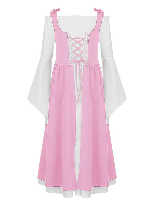 Kids Girls Medieval Renaissance Flare Sleeve Gown Dress thumb