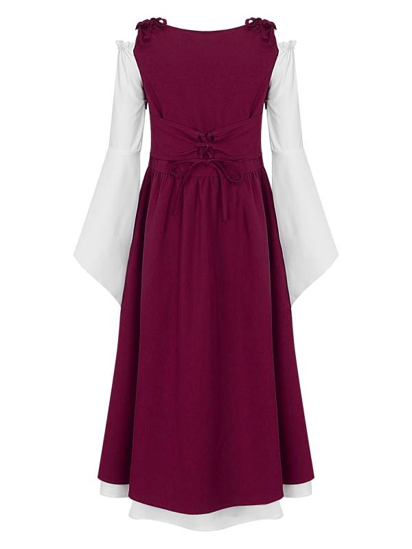 Kids Girls Medieval Renaissance Flare Sleeve Gown Dress thumb