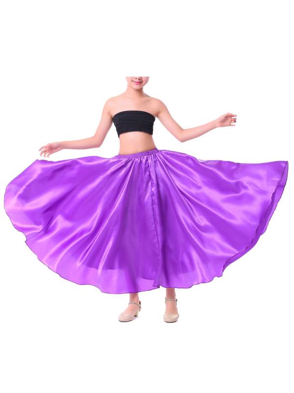 Kids Girls Solid Spanish Bullfight Midi Skirt Latin Dance Skirt thumb
