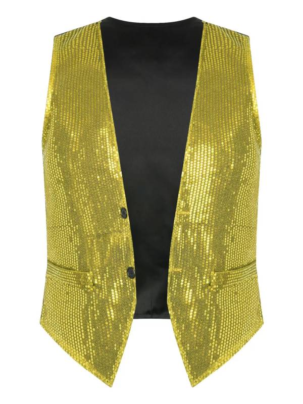 Adults Sparkling Sequin Vest Sleeveless Waistcoat Jazz Dance Tops thumb