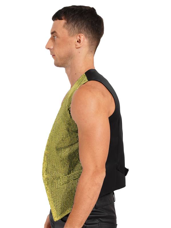 Adults Sparkling Sequin Vest Sleeveless Waistcoat Jazz Dance Tops thumb