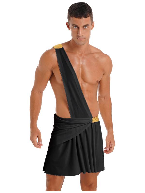 Men Halloween Skirt Cosplay Costume One Shoulder Strap Ruffle thumb