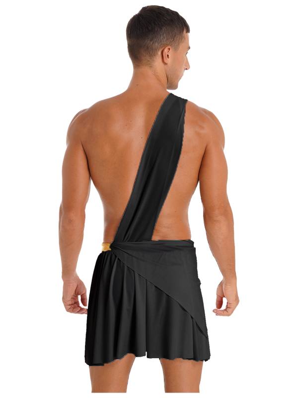 Men Halloween Skirt Cosplay Costume One Shoulder Strap Ruffle thumb