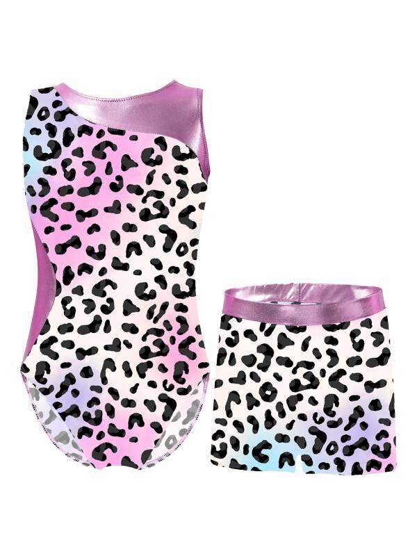 Kids Girls 2pcs Unicorn Rainbow Printed Gymnastics Dance Sets thumb