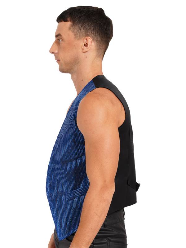 Adults Sparkling Sequin Vest Sleeveless Waistcoat Jazz Dance Tops thumb