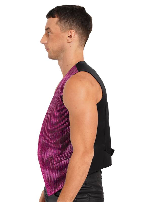Adults Sparkling Sequin Vest Sleeveless Waistcoat Jazz Dance Tops thumb