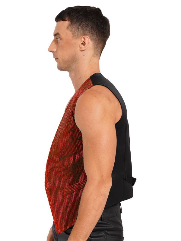 Adults Sparkling Sequin Vest Sleeveless Waistcoat Jazz Dance Tops thumb
