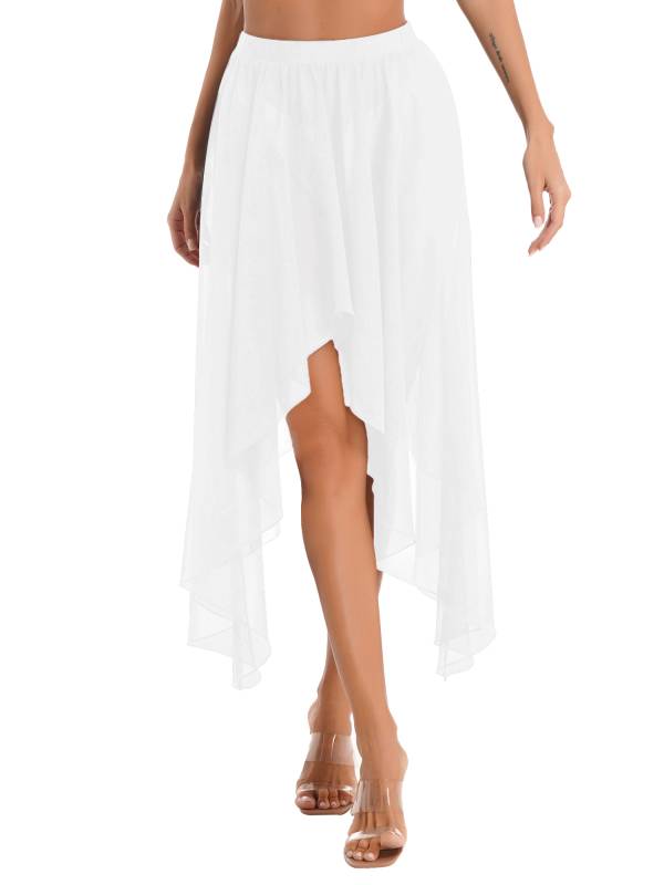 Women Semi See Through Asymmetrical Belly Dance Skirt thumb