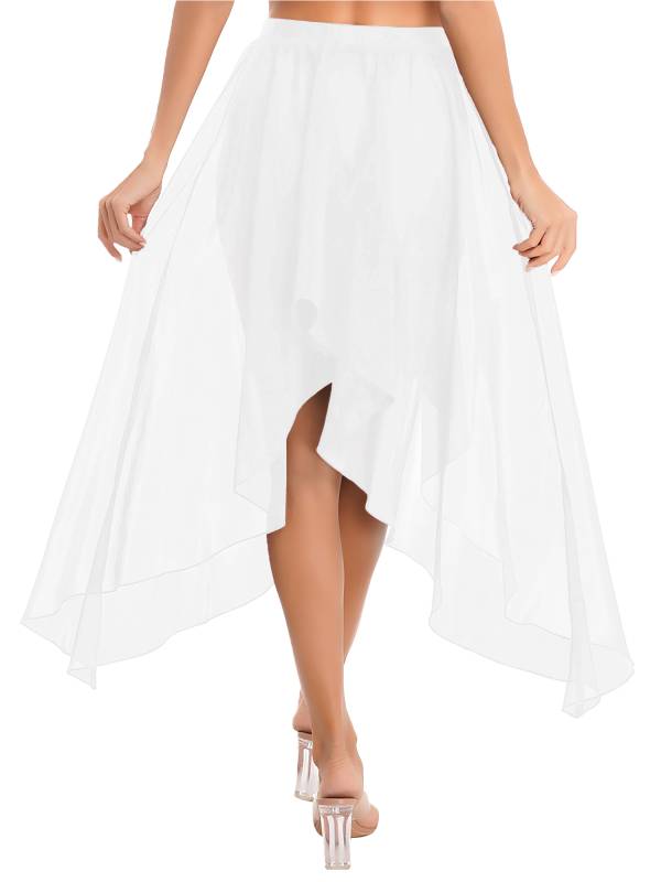 Women Semi See Through Asymmetrical Belly Dance Skirt thumb
