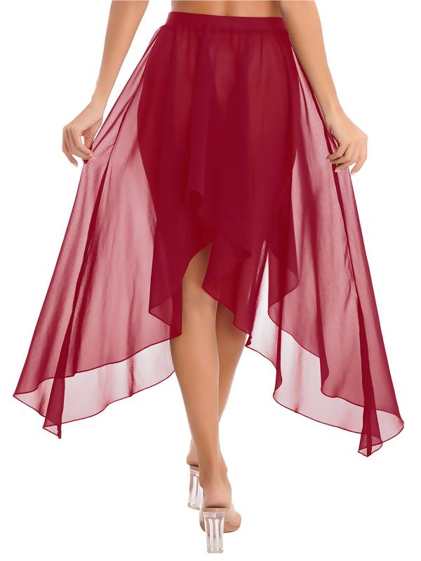 Women Semi See Through Asymmetrical Belly Dance Skirt thumb