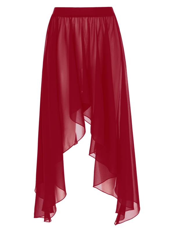 Women Semi See Through Asymmetrical Belly Dance Skirt thumb
