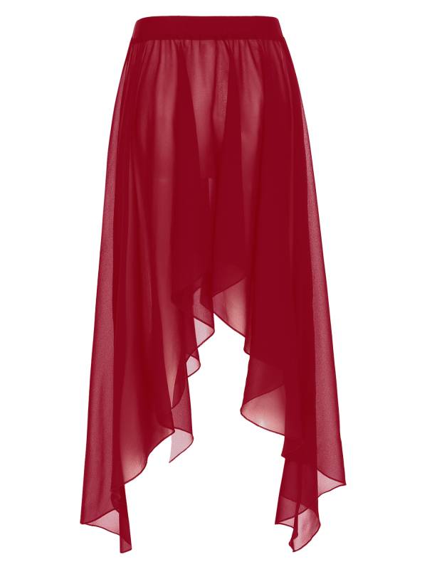 Women Semi See Through Asymmetrical Belly Dance Skirt thumb