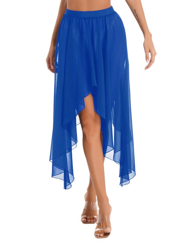 Women Semi See Through Asymmetrical Belly Dance Skirt thumb
