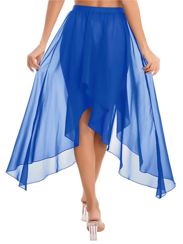 Women Semi See Through Asymmetrical Belly Dance Skirt thumb
