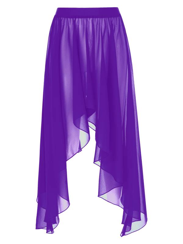 Women Semi See Through Asymmetrical Belly Dance Skirt thumb