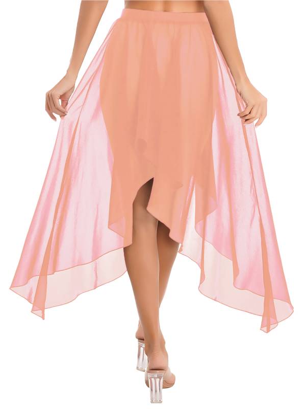 Women Semi See Through Asymmetrical Belly Dance Skirt thumb
