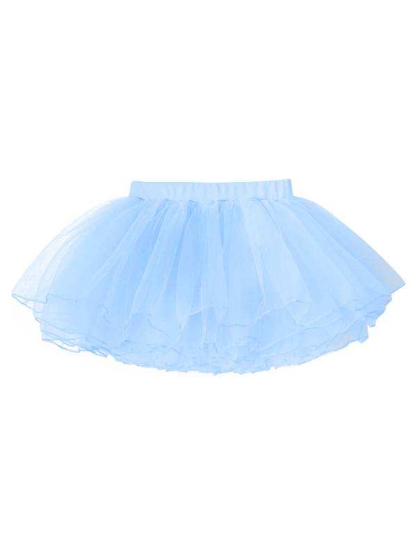 Kids Girls Elastic Waistband Tutu Mesh Skirt Solid Ballet Dance Skirt thumb
