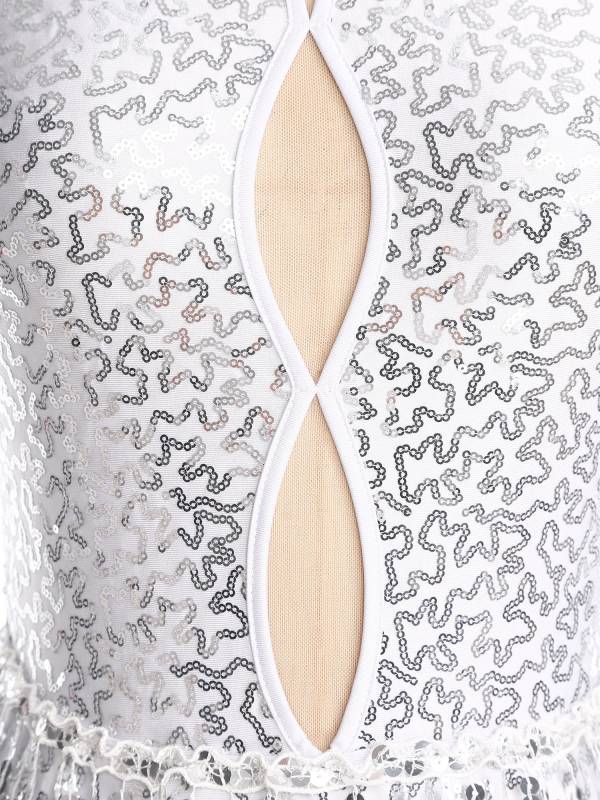 Women Sleeveless Sequins Tassel Latin Jazz Dance Leotard thumb