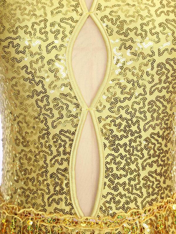 Women Sleeveless Sequins Tassel Latin Jazz Dance Leotard thumb