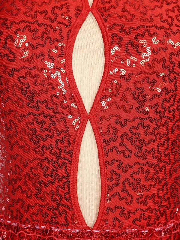 Women Sleeveless Sequins Tassel Latin Jazz Dance Leotard thumb