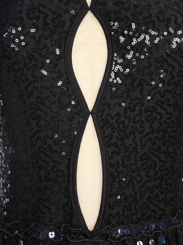 Women Sleeveless Sequins Tassel Latin Jazz Dance Leotard thumb