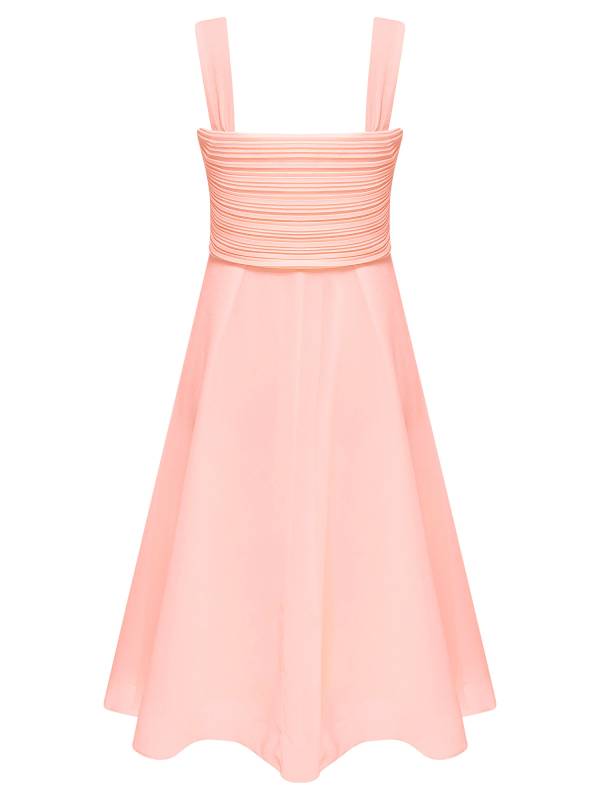 Kids Girls V Neck Sleeveless Ruched Bodice Chiffon Junior Bridesmaid Dress thumb