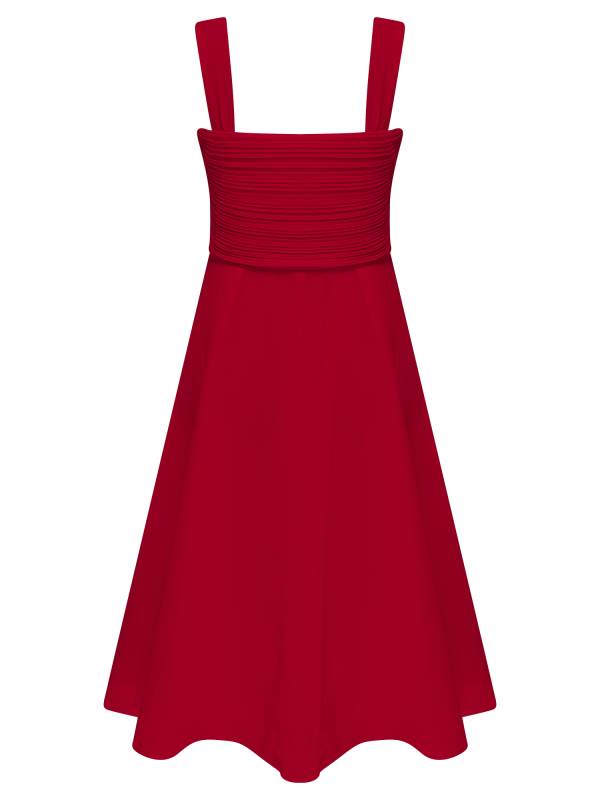 Kids Girls V Neck Sleeveless Ruched Bodice Chiffon Junior Bridesmaid Dress thumb