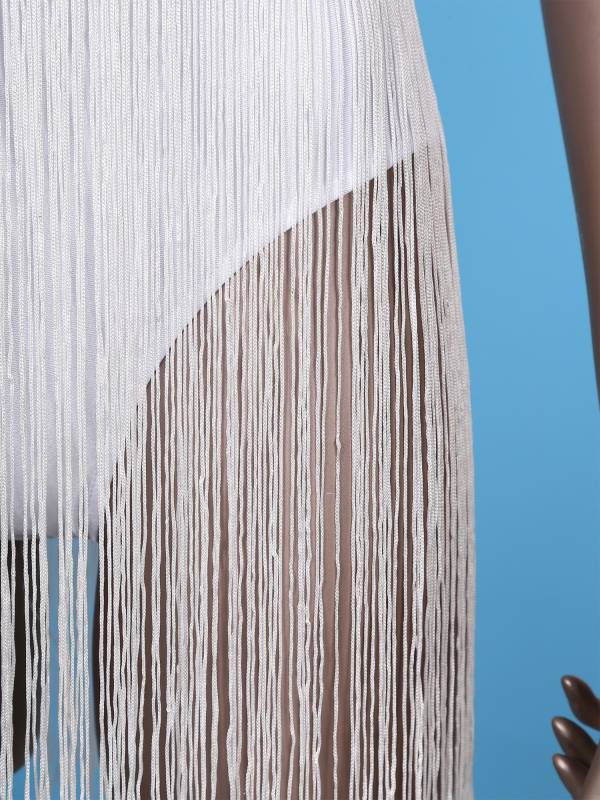 Women Straps Sequins Fringed Latin Dance Leotard thumb
