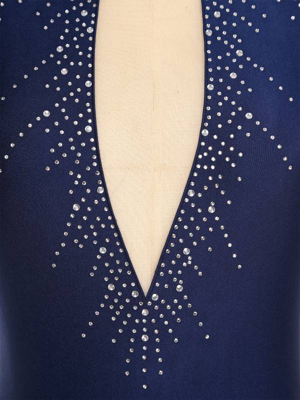 Women Glitter Rhinestone Sleeveless Figure Skating Leotard Dress thumb