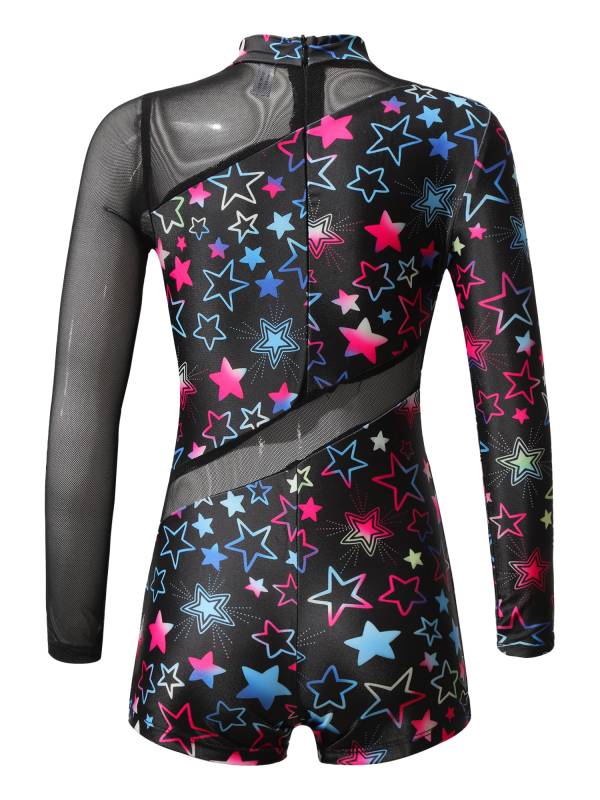 Kids Girls Mock Neck Long Sleeves Gym Jumpsuit thumb