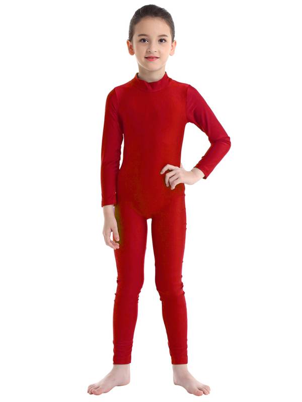 Kids Girls Long Sleeves Zippered Dancewear Gymnastics Unitard thumb