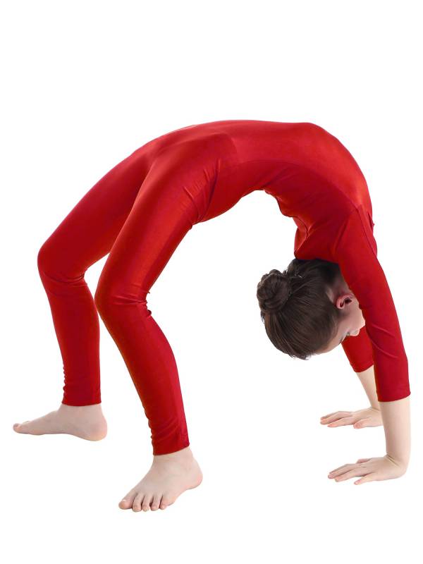 Kids Girls Long Sleeves Zippered Dancewear Gymnastics Unitard thumb