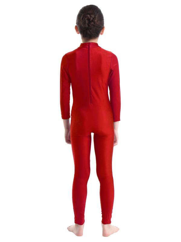 Kids Girls Long Sleeves Zippered Dancewear Gymnastics Unitard thumb