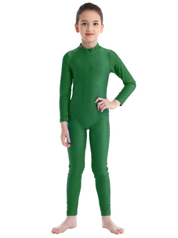 Kids Girls Long Sleeves Zippered Dancewear Gymnastics Unitard thumb