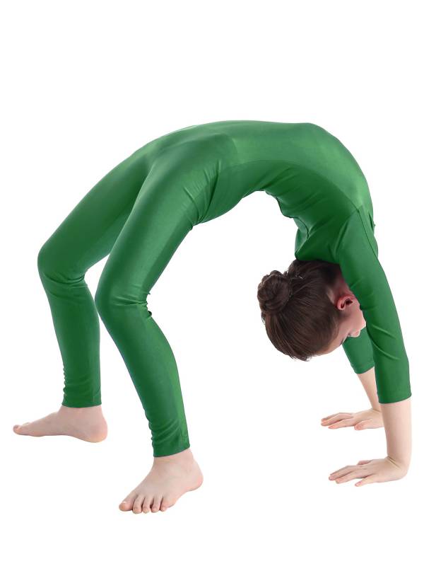 Kids Girls Long Sleeves Zippered Dancewear Gymnastics Unitard thumb