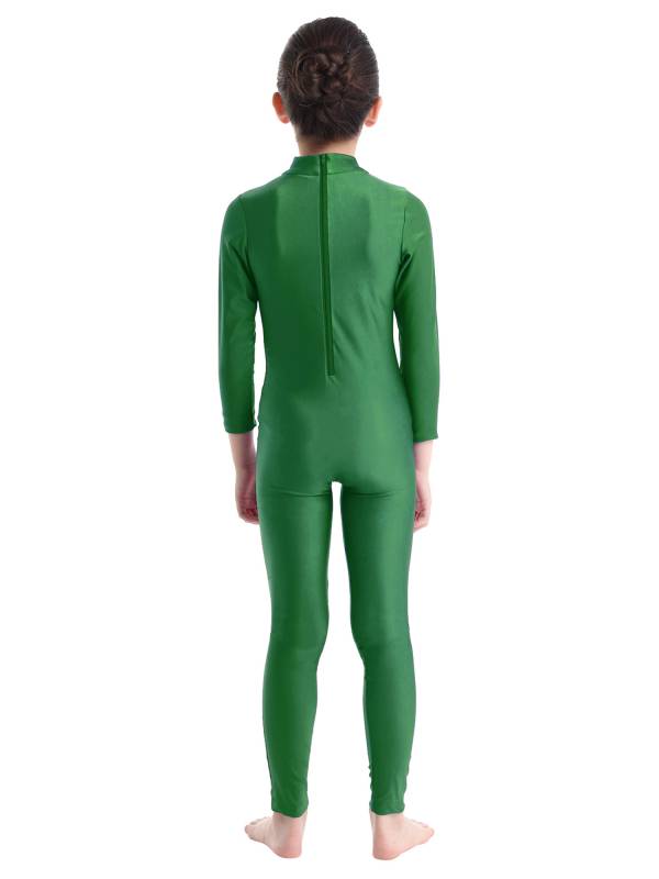 Kids Girls Long Sleeves Zippered Dancewear Gymnastics Unitard thumb