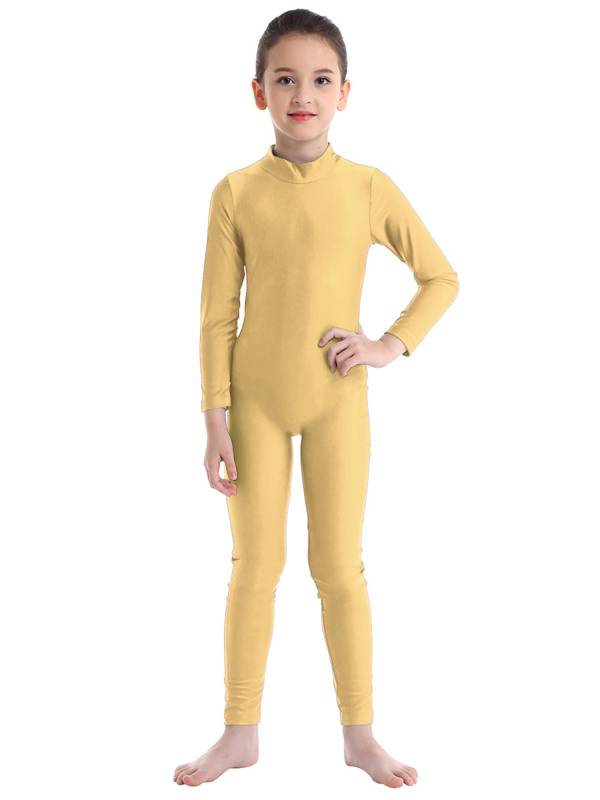 Kids Girls Long Sleeves Zippered Dancewear Gymnastics Unitard thumb