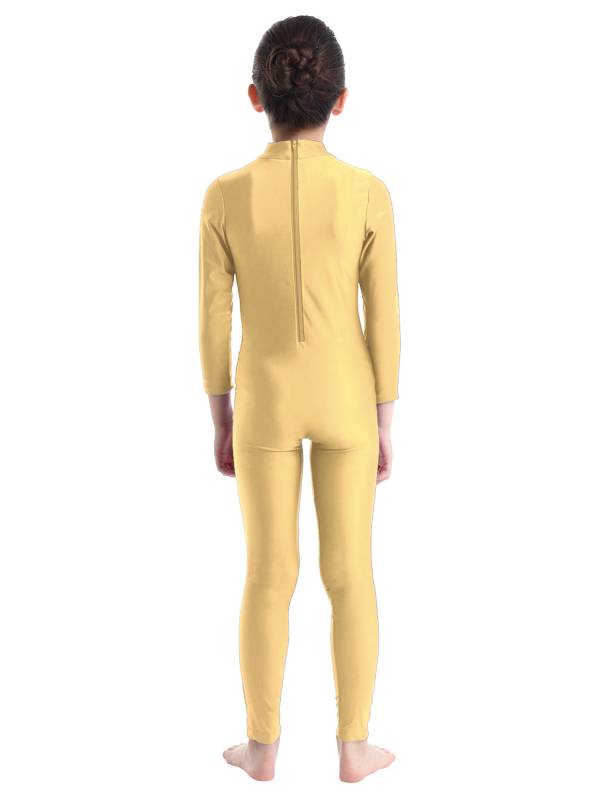 Kids Girls Long Sleeves Zippered Dancewear Gymnastics Unitard thumb
