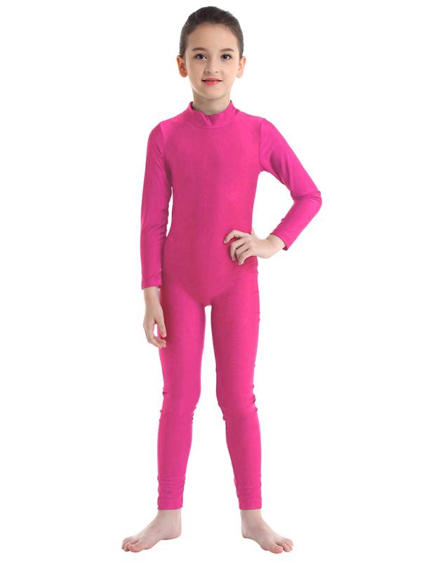 Kids Girls Long Sleeves Zippered Dancewear Gymnastics Unitard thumb