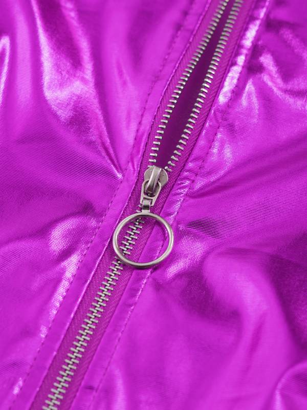 Kids Girls Glossy Long Sleeve Zipper Jacket Coat thumb