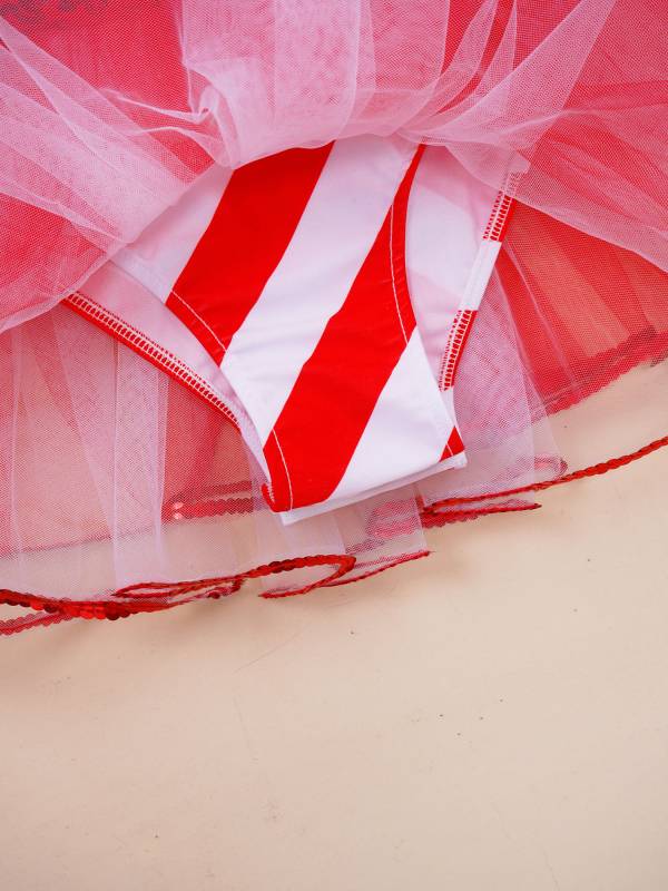 Kids Girls Christmas Sleeveless Sequins Bowknot Back Tulle Tutu Dress thumb